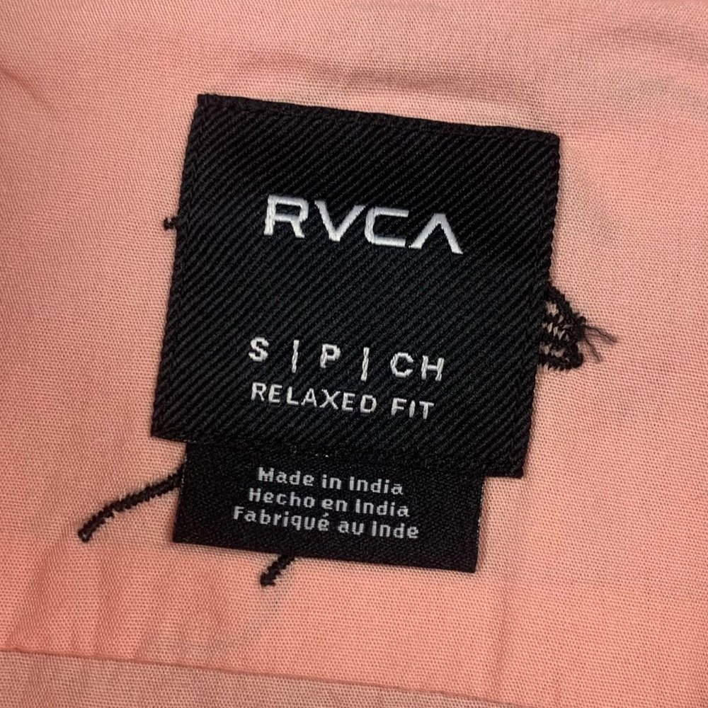 RVCA Men Short Sleeve  Button Johanna Gestures Pink  New With Tags - Picture 8 of 13